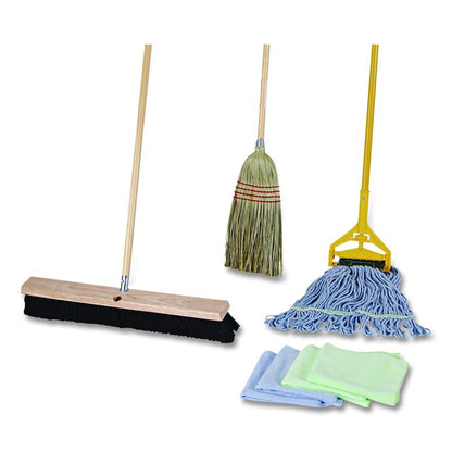 Cleaning Kit, Medium Blue Cotton/Rayon/Synthetic Head, 60" Natural/Yellow Wood/Metal Handle