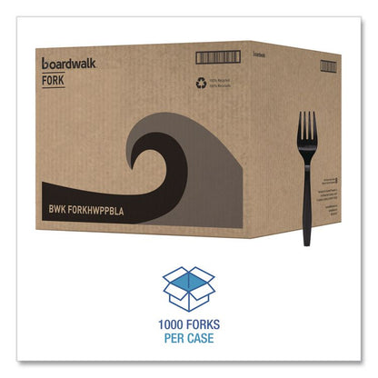 Heavyweight Polypropylene Cutlery, Fork, Plastic, Black, 1,000/Carton