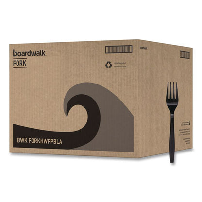 Heavyweight Polypropylene Cutlery, Fork, Plastic, Black, 1,000/Carton