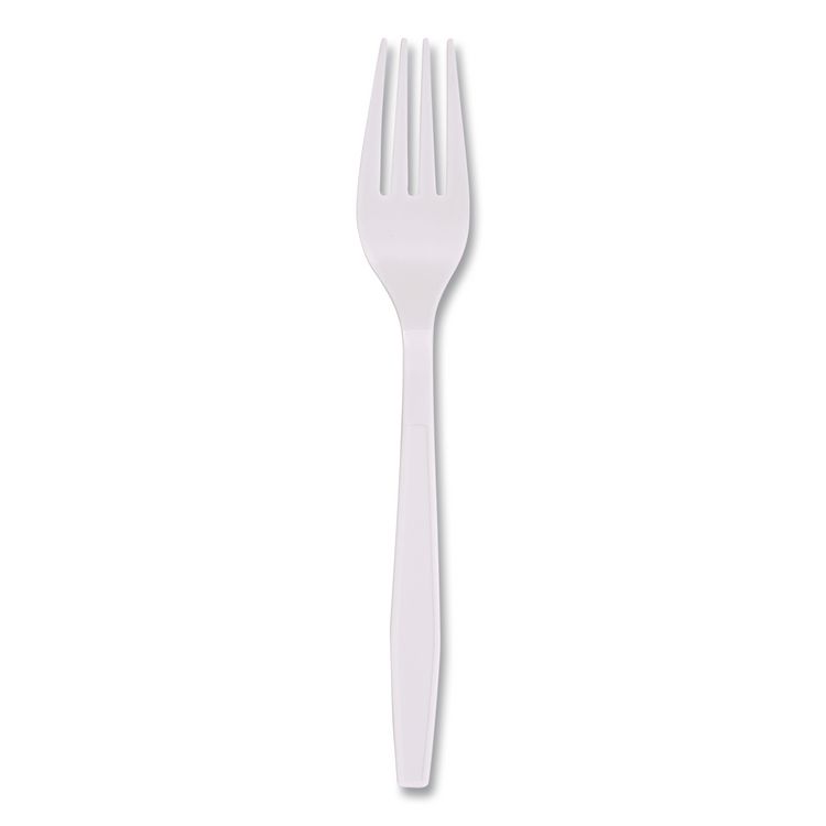 Heavyweight Polypropylene Cutlery, Fork, Plastic, White, 1,000/Carton