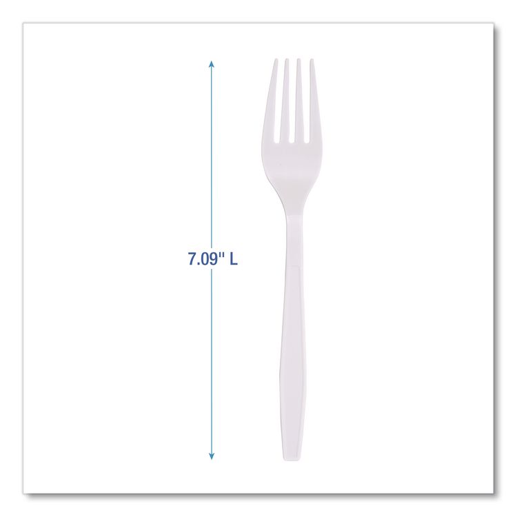 Heavyweight Polypropylene Cutlery, Fork, Plastic, White, 1,000/Carton