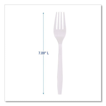 Heavyweight Polypropylene Cutlery, Fork, Plastic, White, 1,000/Carton