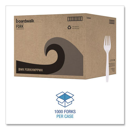 Heavyweight Polypropylene Cutlery, Fork, Plastic, White, 1,000/Carton