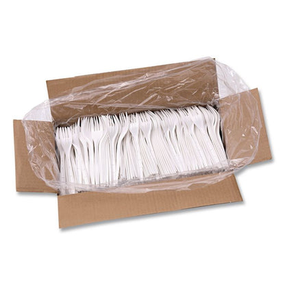 Heavyweight Polypropylene Cutlery, Fork, Plastic, White, 1,000/Carton