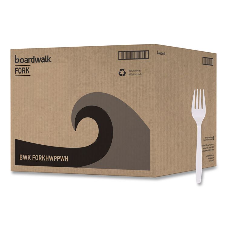 Heavyweight Polypropylene Cutlery, Fork, Plastic, White, 1,000/Carton