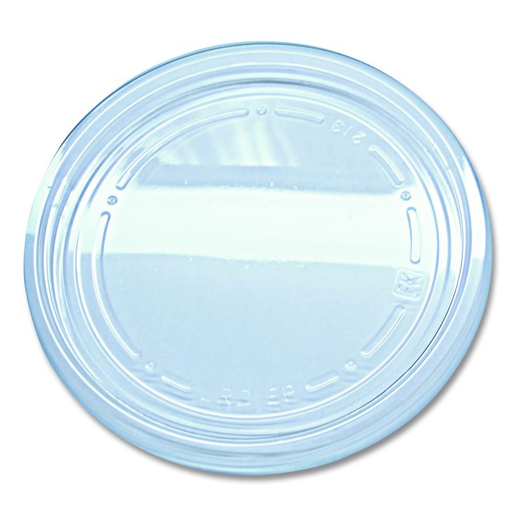 Recycleware Round Deli Container Lids, Flat Plug Fit, Clear, Plastic, 500/Carton