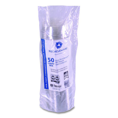Recycleware Round Deli Container, 8 oz, 4.6" Diameter x 1.7" h, Clear, Plastic, 500/Carton