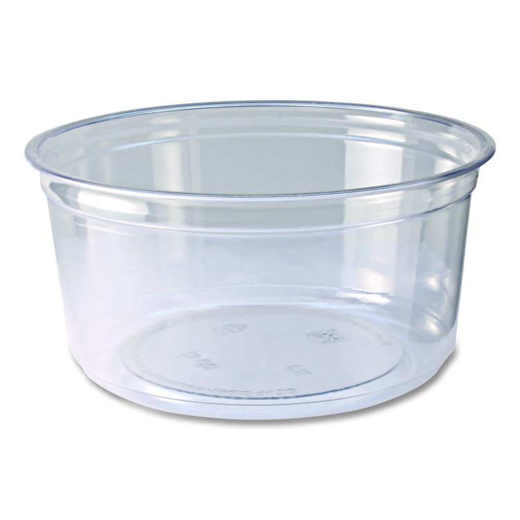 Recycleware Round Deli Container, 12 oz, 4.6" Diameter x 2.3" h, Clear, Plastic, 500/Carton