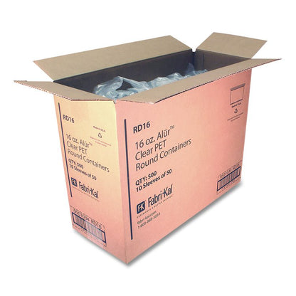 Recycleware Round Deli Container, 16 oz, 4.6" Diameter x 3" h, Clear, Plastic, 500/Carton