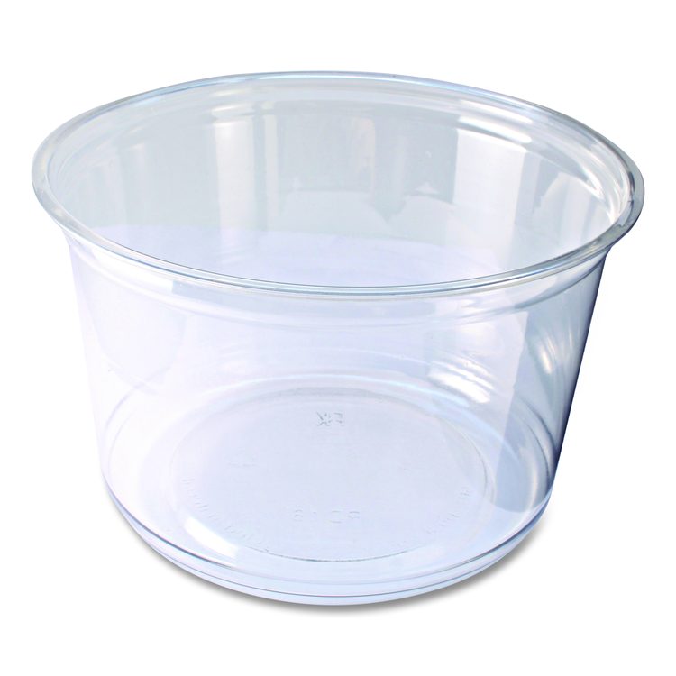 Recycleware Round Deli Container, 16 oz, 4.6" Diameter x 3" h, Clear, Plastic, 500/Carton