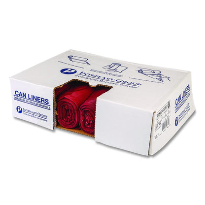 Institutional Low-Density Can Liners, Infectious Waste Biohazard, 10 gal, 1.3 mil, 24 x 23, Red, Interleaved, 25/RL, 10 RL/CT