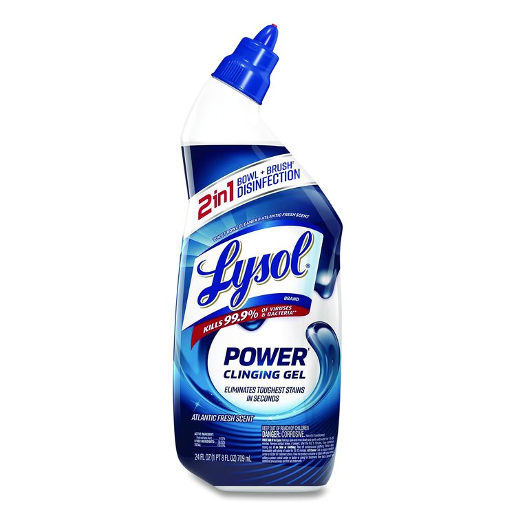 Disinfectant Toilet Bowl Cleaner, Atlantic Fresh Scent, 24 oz Bottle, Angle-Neck Bottle
