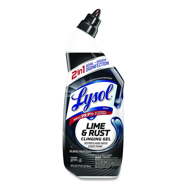 Disinfectant Toilet Bowl Cleaner w/Lime/Rust Remover, Atlantic Fresh Scent, 24 oz Angle-Neck Bottle, 9/Carton