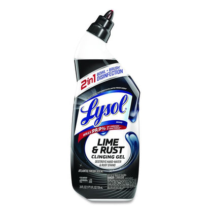 Disinfectant Toilet Bowl Cleaner w/Lime/Rust Remover, Atlantic Fresh Scent, 24 oz Angle-Neck Bottle, 9/Carton