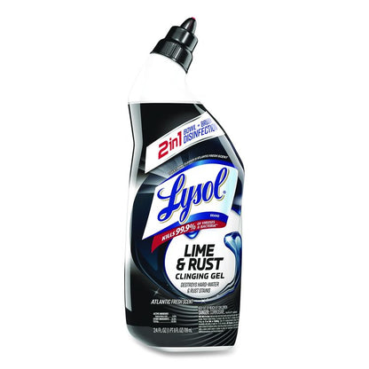 Disinfectant Toilet Bowl Cleaner w/Lime/Rust Remover, Atlantic Fresh Scent, 24 oz Angle-Neck Bottle, 9/Carton