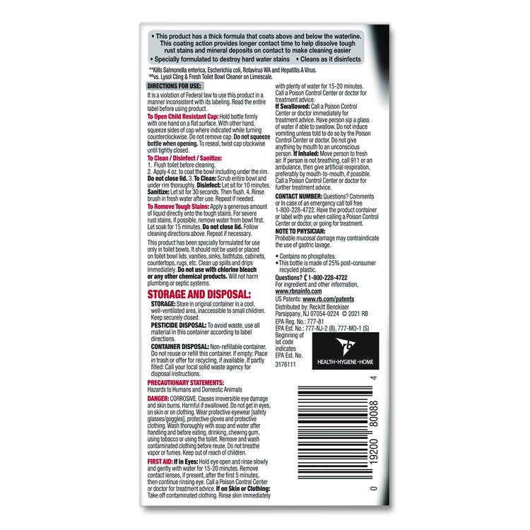 Disinfectant Toilet Bowl Cleaner w/Lime/Rust Remover, Atlantic Fresh Scent, 24 oz Angle-Neck Bottle, 9/Carton