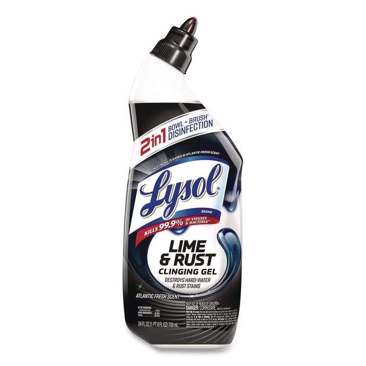 Disinfectant Toilet Bowl Cleaner w/Lime/Rust Remover, Atlantic Fresh Scent, 24 oz Angle-Neck Bottle