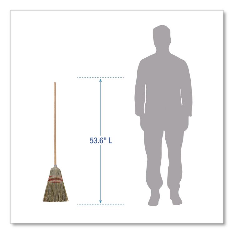 Corn/Fiber Brooms, Corn/Yucca Bristles, 53.5" Overall Length, Natural, 6/Carton