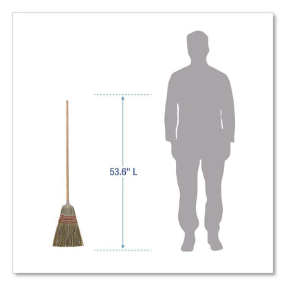 Corn/Fiber Brooms, Corn/Yucca Bristles, 53.5" Overall Length, Natural, 6/Carton
