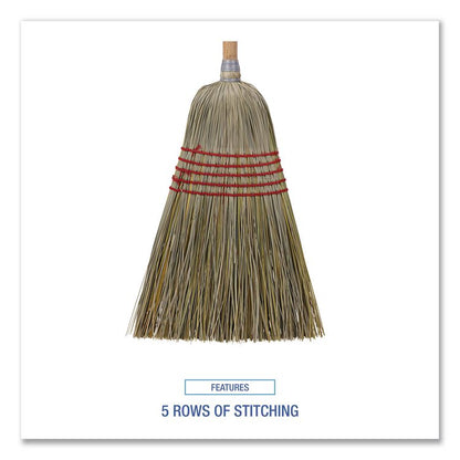 Corn/Fiber Brooms, Corn/Yucca Bristles, 53.5" Overall Length, Natural, 6/Carton