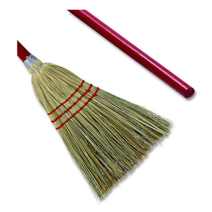 Corn/Fiber Brooms, Corn/Synthetic Fiber Bristles, 36" Overall Length, Gray/Natural, 12/Carton