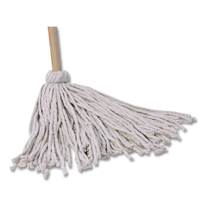 Cotton Deck Mop, #16 White Cotton Head, 50" Wood Handle, 12/Carton