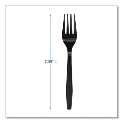 Heavyweight Polypropylene Cutlery, Fork, Plastic, Black, 1,000/Carton