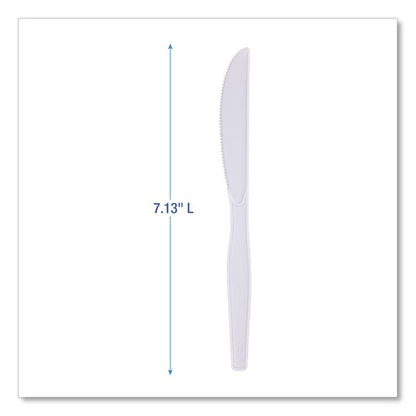 Mediumweight Polystyrene Cutlery, Knife, Plastic, White, 100/Box, 10 Boxes/Carton