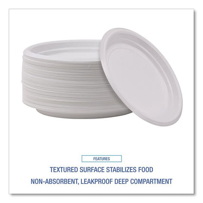 Hi-Impact Plastic Dinnerware, Plate, 9" dia, White, 500/Carton
