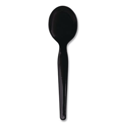 Heavyweight Wrapped Polystyrene Cutlery, Soup Spoon, Plastic, Black, 1,000/Carton