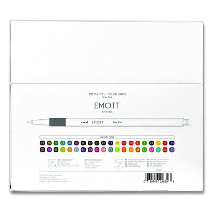 EMOTT ever fine Porous Point Pen, Stick, Fine 0.4 mm, Assorted Ink Colors, White Barrel, 40/Pack