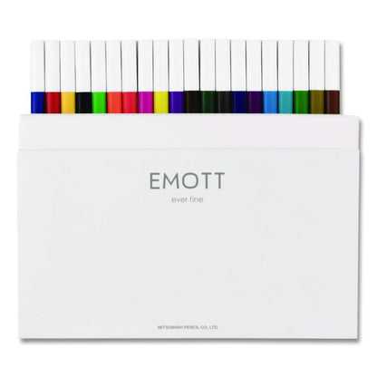 EMOTT ever fine Porous Point Pen, Stick, Fine 0.4 mm, Assorted Ink Colors, White Barrel, 40/Pack