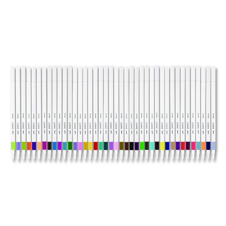EMOTT ever fine Porous Point Pen, Stick, Fine 0.4 mm, Assorted Ink Colors, White Barrel, 40/Pack