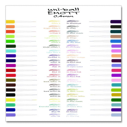 EMOTT ever fine Porous Point Pen, Stick, Fine 0.4 mm, Assorted Ink Colors, White Barrel, 40/Pack