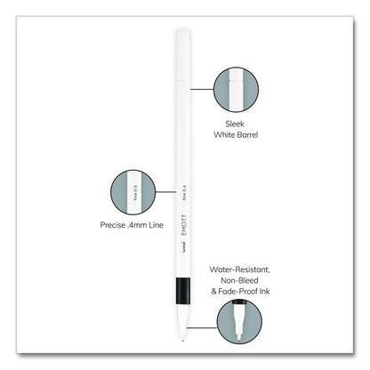 EMOTT ever fine Porous Point Pen, Stick, Fine 0.4 mm, Assorted Ink Colors, White Barrel, 40/Pack
