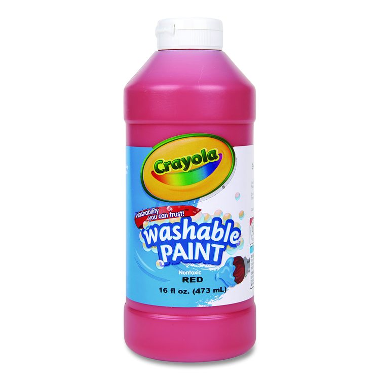 Washable Paint, Red, 16 oz Bottle