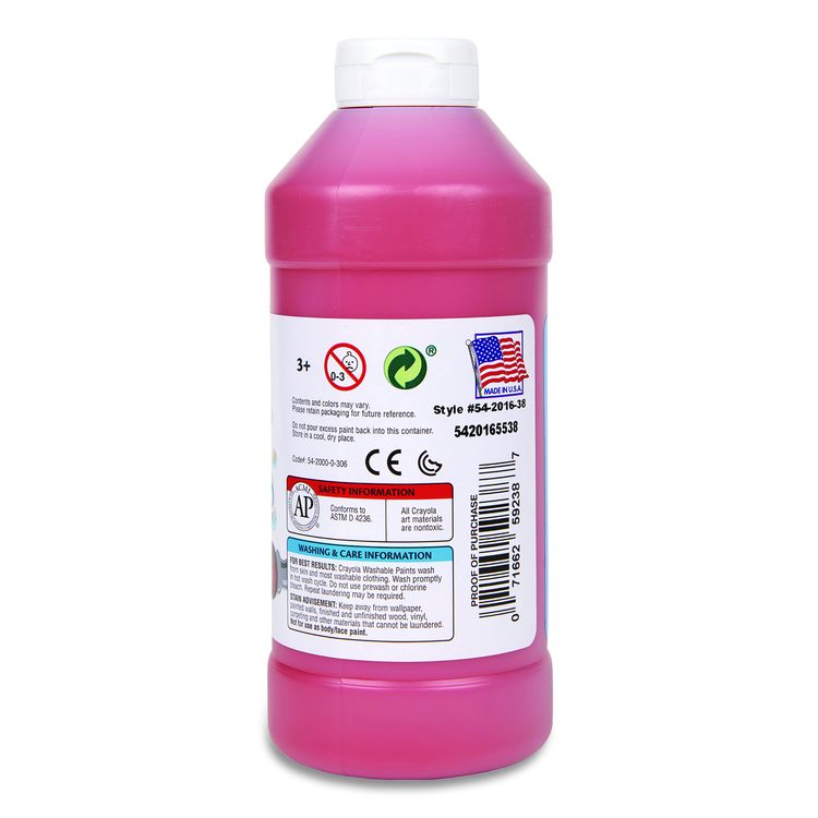 Washable Paint, Red, 16 oz Bottle