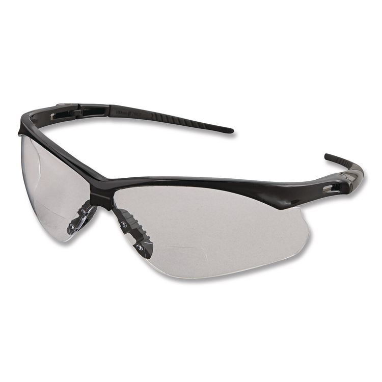 Nemesis Readers Safety Glasses, 2.5+ Diopter, Black Half Frame, Clear Dual Lens