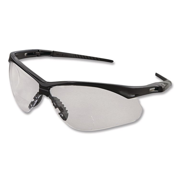 Nemesis Readers Safety Glasses, 2.0+ Diopter, Black Half Frame, Clear Dual Lens