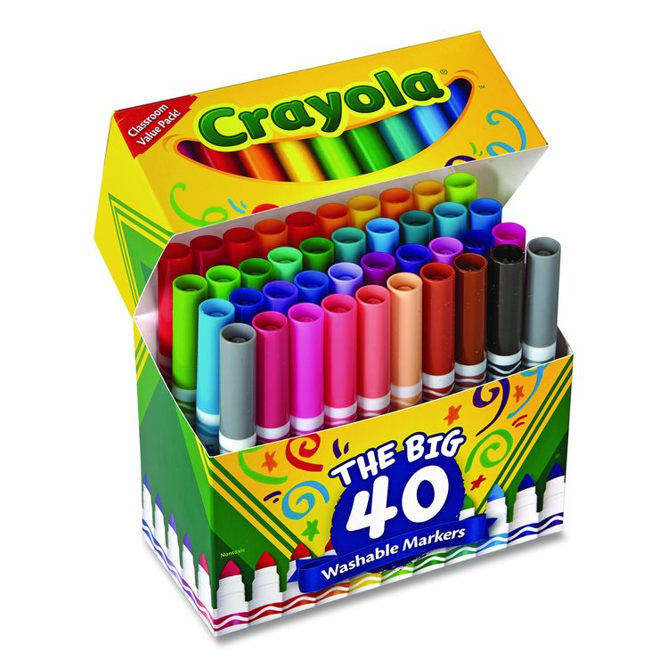 Ultra-Clean Washable Markers, Broad Bullet Tip, Assorted Colors, 40/Set