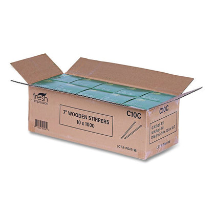 Wooden Stir Sticks, 7", 1,000/Pack, 10 Packs/Carton