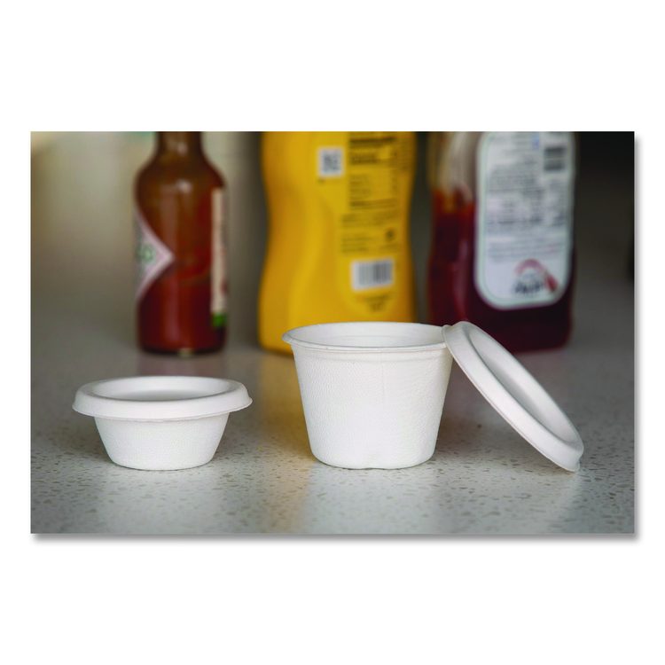 Vanguard Sugarcane Portion Cup Lid, Fits 4 oz Portion Cups, White, 1,800/Carton
