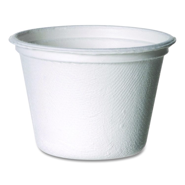 Vanguard Renewable and Compostable Sugarcane Portion Cups, 4 oz, White, 1,000/Carton