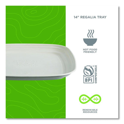 Regalia Renewable Sugarcane Tray, 9.06 x 14.37, White, Sugarcane, 100/Carton