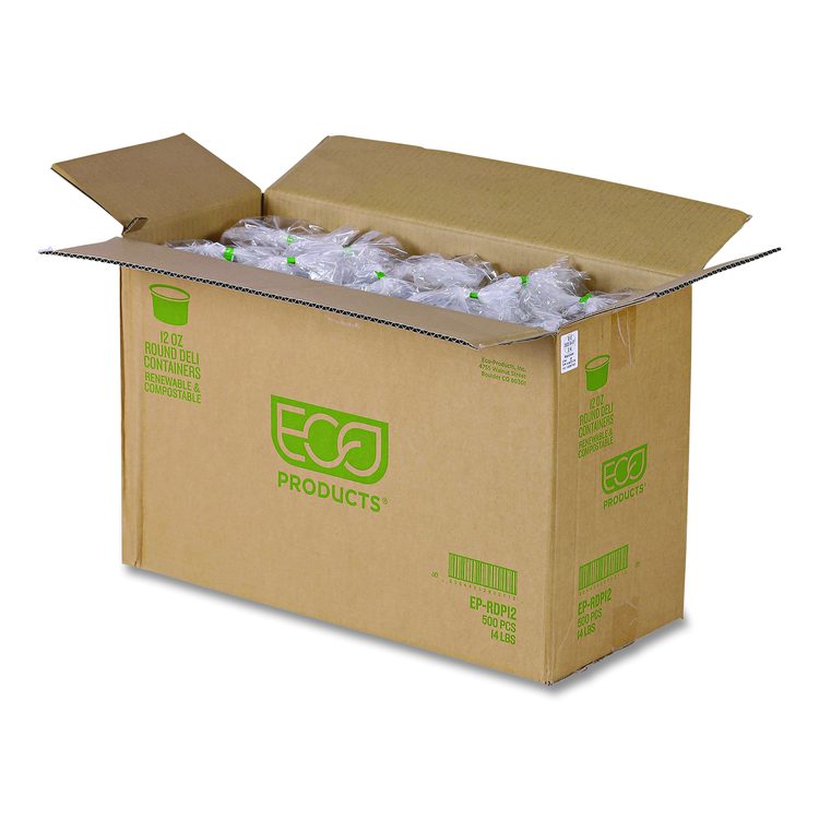 Round Deli Containers, 12 oz, 4.63" Diameter x 2.13" h, Clear, Plastic, 500/Carton