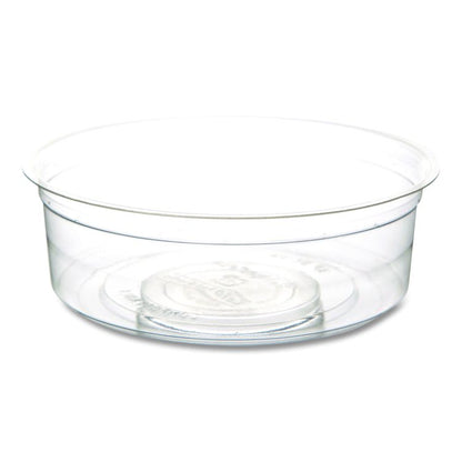 Renewable and Compostable Round Deli Containers, 8 oz, Clear, Plastic, 50/Pack, 10 Packs/Carton
