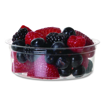 Renewable and Compostable Round Deli Containers, 8 oz, Clear, Plastic, 50/Pack, 10 Packs/Carton