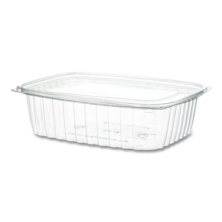 Renewable and Compostable Rectangular Deli Containers, 48 oz, 8 x 6 x 2, Clear, Plastic, 50/Pack, 4 Packs/Carton