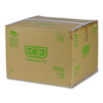 Renewable and Compostable Rectangular Deli Containers, 48 oz, 8 x 6 x 2, Clear, Plastic, 50/Pack, 4 Packs/Carton