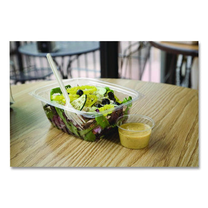 Renewable and Compostable Rectangular Deli Containers, 32 oz, 7.5 x 6.5 x 3, Clear, Plastic, 50/Pack, 4 Packs/Carton